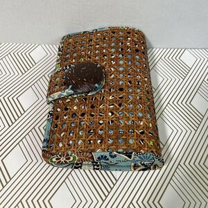 Vera Bradley Bali Blue Tiki Clutch Handbag Resort Collection Rattan Cainning